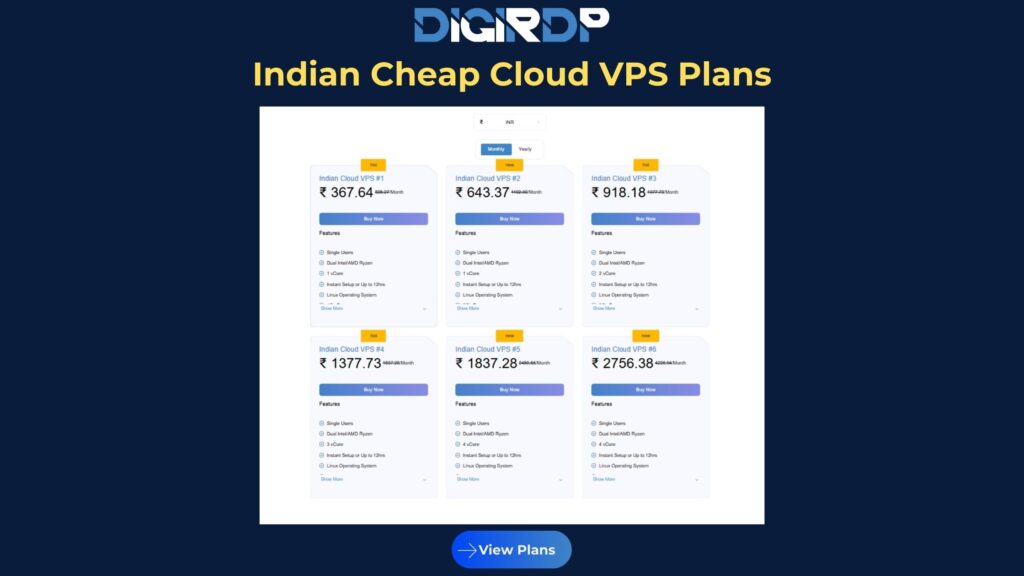 Indian Cheap Cloud VPS Plans | DigiRDP