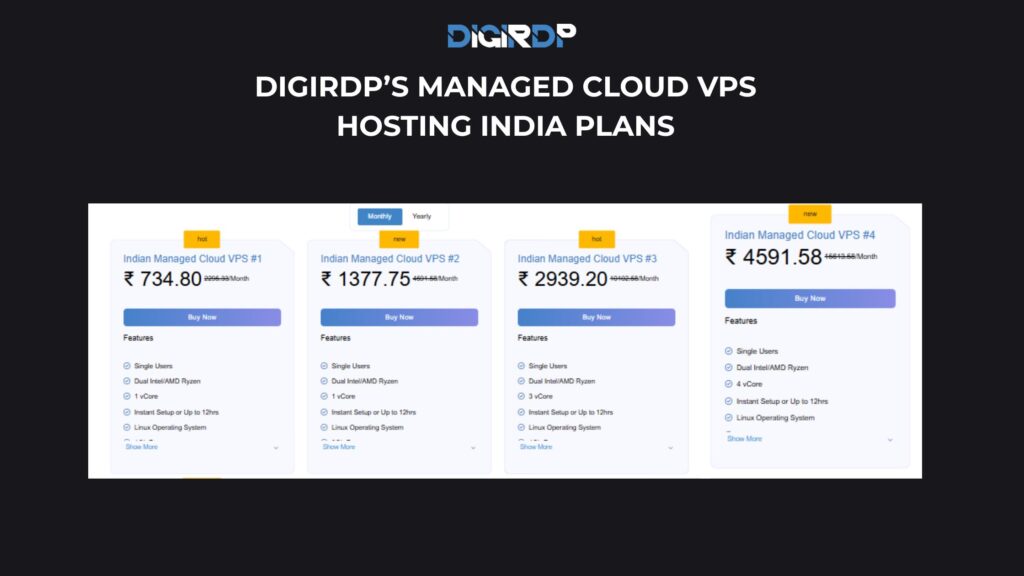 DigiRDp’s Managed Cloud VPS Hosting India Plans